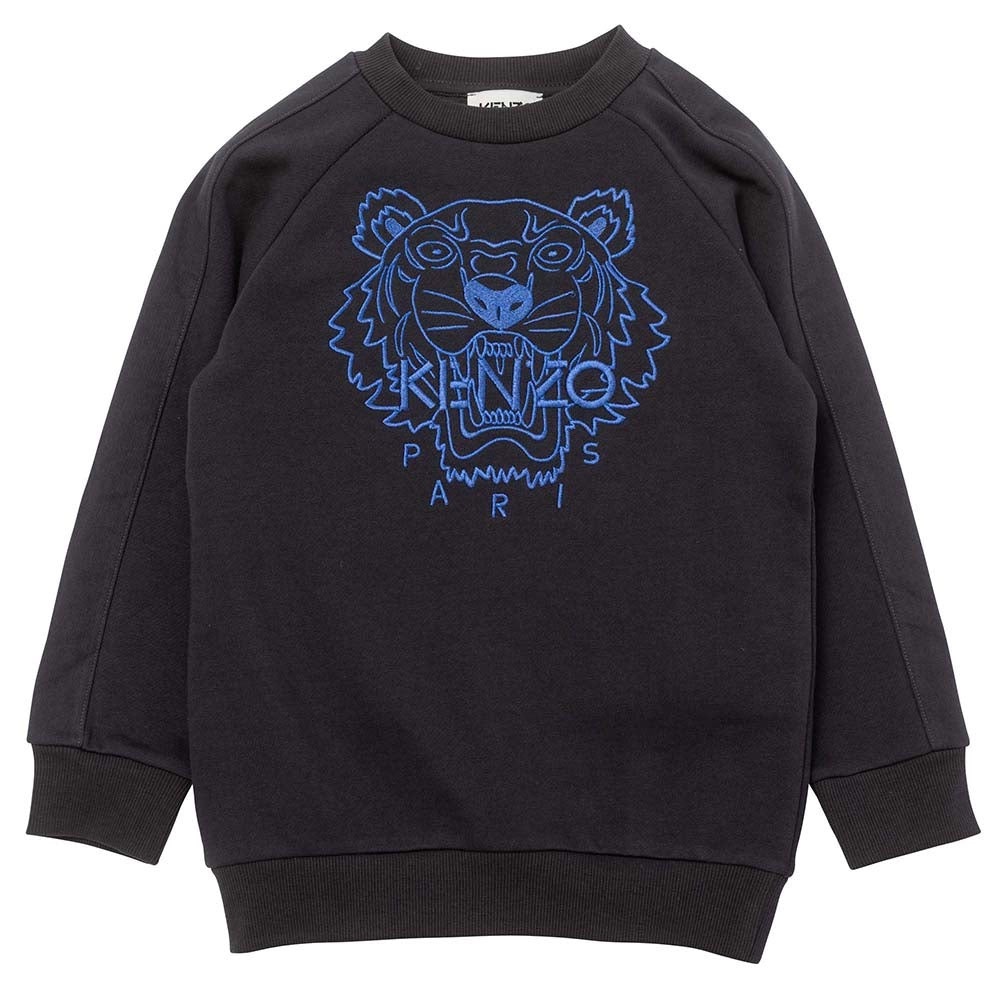 Kenzo Kids used dark Gray Sweatshirt with Blue Tiger Design Size 14